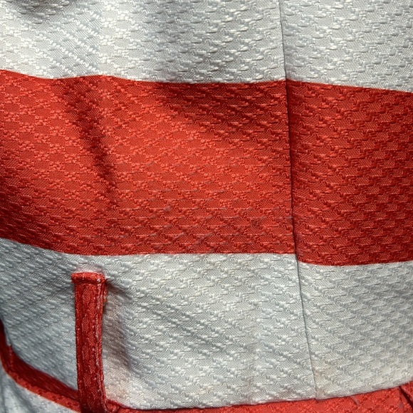 Coral and white striped dress with hidden pockets and removable belt - Picture 8 of 14